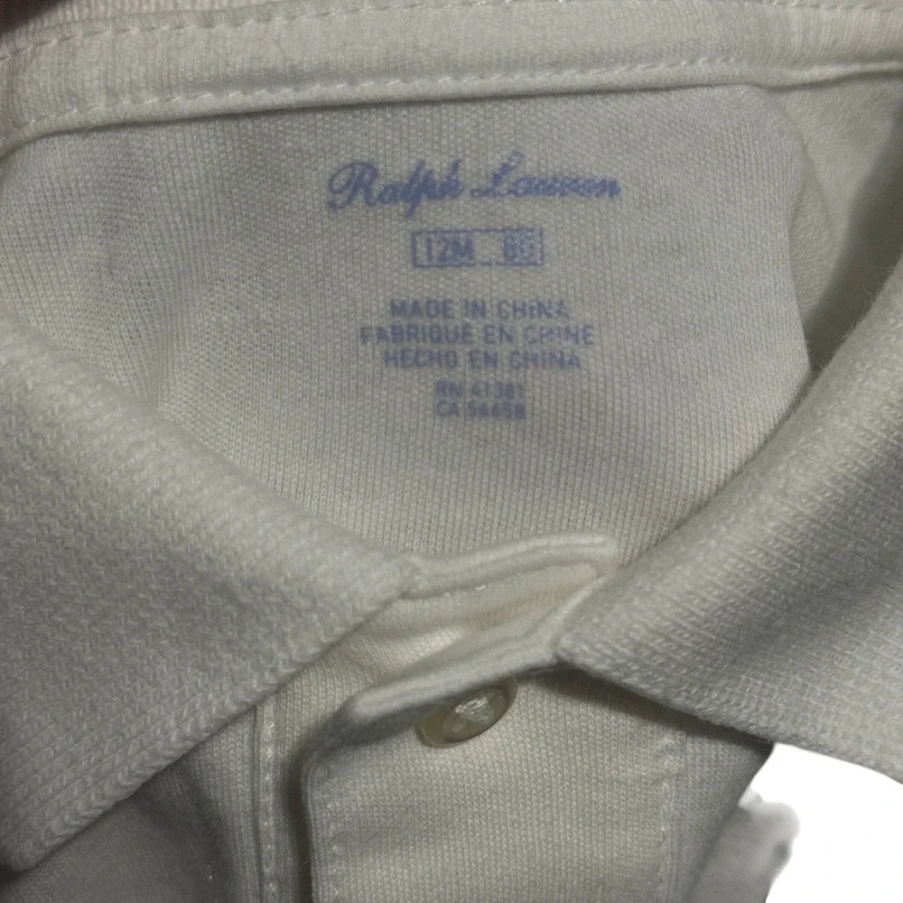 Size 12 Months - Ralph Lauren Polo Shirt White Short Sleeve Pique Knit